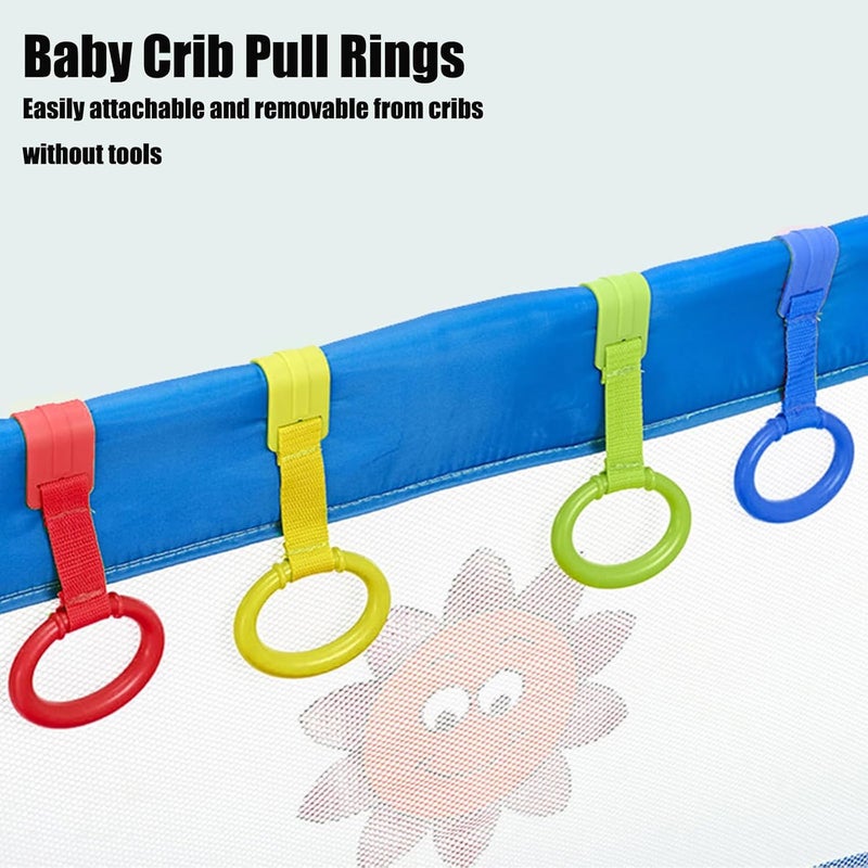 PandaEar 8 PCS Baby Pull Up Rings, Toddler Walking Exercise Stand Up for Playpen & Crib, Infant Cot Hanging Rings for Kids - Image 5